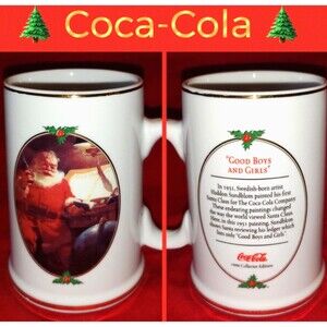COCA-COLA COKE Vintage Collectible Christmas Tea Cup Mug-Sundblom Santa 1996
